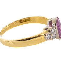 Pink sapphire and diamond ring in 18 carat gold-engagement rings-The Antique Ring Shop
