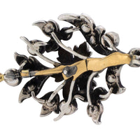 Rose diamond flower pendant in silver and gold-Pendants-The Antique Ring Shop