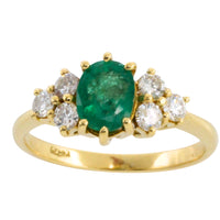 Emerald and diamond ring in 18 carat gold-engagement rings-The Antique Ring Shop