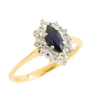Vintage sapphire and diamond marquise ring-engagement rings-The Antique Ring Shop