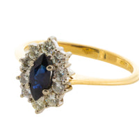 Vintage sapphire and diamond marquise ring-engagement rings-The Antique Ring Shop
