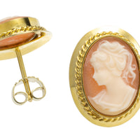 Cameo earrings in 14 carat gold-Earrings-The Antique Ring Shop