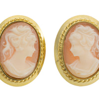 Cameo earrings in 14 carat gold-Earrings-The Antique Ring Shop