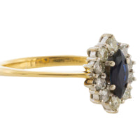 Vintage sapphire and diamond marquise ring-engagement rings-The Antique Ring Shop