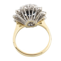 18 carat gold sapphire and diamond cluster ring-engagement rings-The Antique Ring Shop