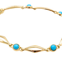 Turquise bracelet in 14 carat gold-Bracelets-The Antique Ring Shop
