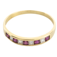 Ruby and princess cut diamond ring in 18 carat gold-vintage rings-The Antique Ring Shop