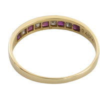 Ruby and princess cut diamond ring in 18 carat gold-vintage rings-The Antique Ring Shop