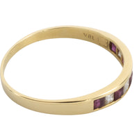 Ruby and princess cut diamond ring in 18 carat gold-vintage rings-The Antique Ring Shop