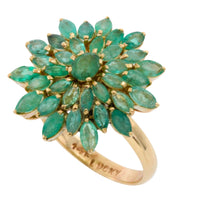 Emerald cluster ring in 14 carat gold-Vintage Rings-The Antique Ring Shop