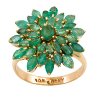 Emerald cluster ring in 14 carat gold-Vintage Rings-The Antique Ring Shop