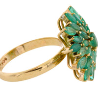 Emerald cluster ring in 14 carat gold-Vintage Rings-The Antique Ring Shop