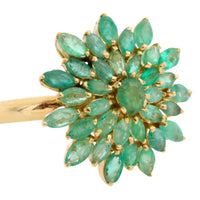 Emerald cluster ring in 14 carat gold-Vintage Rings-The Antique Ring Shop