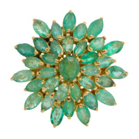 Emerald cluster ring in 14 carat gold-Vintage Rings-The Antique Ring Shop