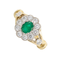 Emerald and diamond ring in 18 carat gold-engagement rings-The Antique Ring Shop