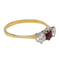 Vintage three stone ruby and diamond ring-engagement rings-The Antique Ring Shop
