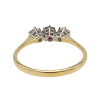 Vintage three stone ruby and diamond ring-engagement rings-The Antique Ring Shop