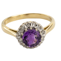 Amethyst and diamond ring in 18 carat gold-vintage rings-The Antique Ring Shop