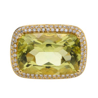 18 carat gold lemon quartz and diamond ring-Rings-The Antique Ring Shop