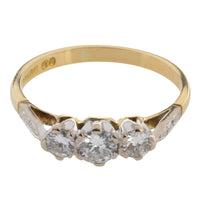 Vintage three stone diamond ring-engagement rings-The Antique Ring Shop