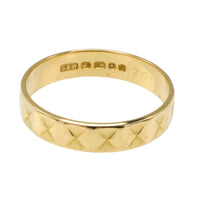 Vintage 18 carat gold wedding band with motif-wedding rings-The Antique Ring Shop