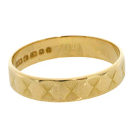 Vintage 18 carat gold wedding band with motif-wedding rings-The Antique Ring Shop