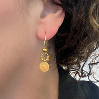 18 carat gold medallion earrings-Earrings-The Antique Ring Shop
