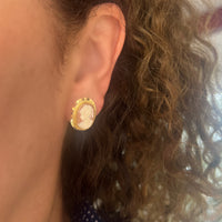 Cameo earrings in 14 carat gold-Earrings-The Antique Ring Shop