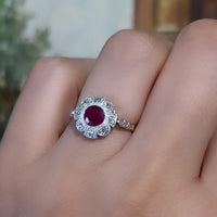 Vintage ruby and diamond ring in platinum and gold-engagement rings-The Antique Ring Shop