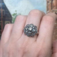 Rose diamond cluster ring in silver and 14 carat gold-Antique rings-The Antique Ring Shop