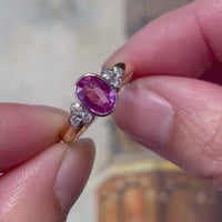 Pink sapphire and diamond ring in 18 carat gold