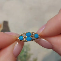 Edwardiaanse turkoois en diamanten ring uit 1913