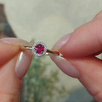 Vintage ruby and diamond cluster ring