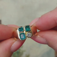 Emerald and diamond ring in 18 carat gold