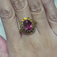 Vintage pink tourmaline ring in 14 carat gold