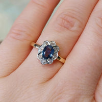 Vintage sapphire and diamond cluster ring