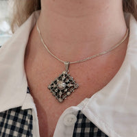 Rose diamond pendant in silver-Pendants-The Antique Ring Shop