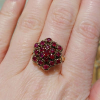Ruby cluster ring in 18 carat gold-Vintage Rings-The Antique Ring Shop