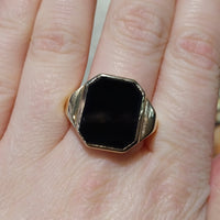 Vintage onyx signet ring in 14 carat gold-Vintage Rings-The Antique Ring Shop