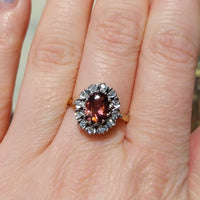 Vintage pink tourmaline and diamond ring-engagement rings-The Antique Ring Shop