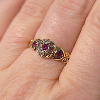 Edwardian ruby and rose cut diamond cluster ring from 1906-Antique rings-The Antique Ring Shop