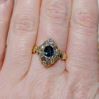Victorian sapphire and diamond marquise ring