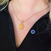 Orange opal pendant in 14 carat gold-Pendants-The Antique Ring Shop