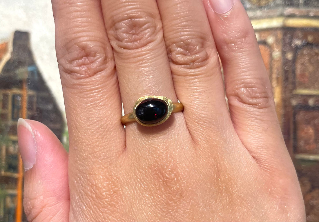 18 carat gold Marco Bicego ring with garnet-Vintage Rings-The Antique Ring Shop