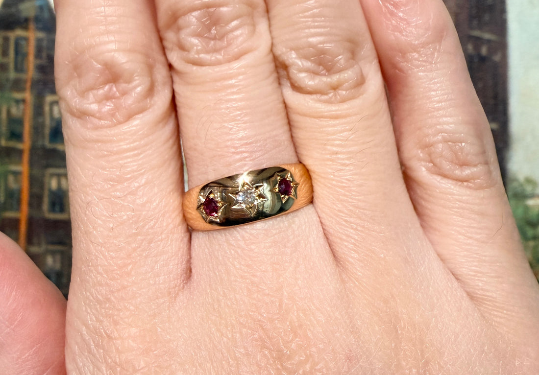 Ruby and diamond gypsy ring from 1895-Antique rings-The Antique Ring Shop