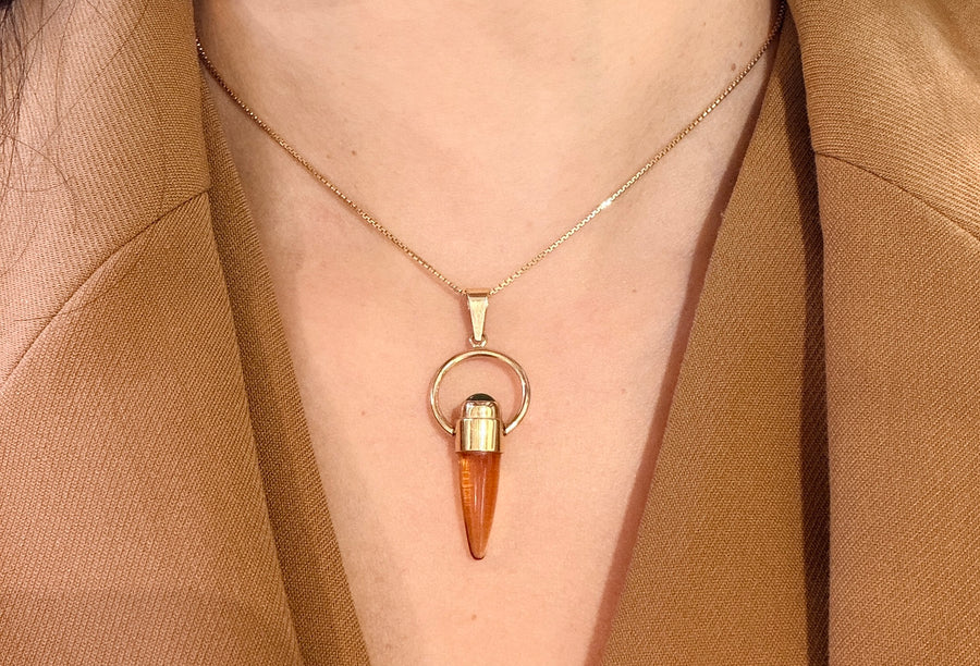 Citrine and chrysoberyl pendant in 14 carat gold
