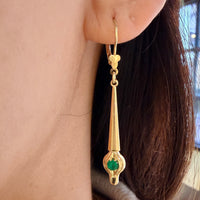 Emerald pendant earrings-Earrings-The Antique Ring Shop