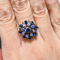 Vintage sapphire and moonstone turban ring-Vintage Rings-The Antique Ring Shop