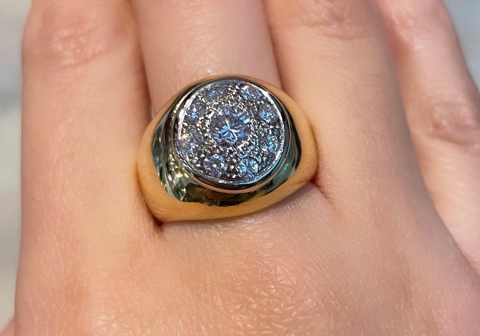 18 carat white and yellow gold diamond ring-vintage rings-The Antique Ring Shop