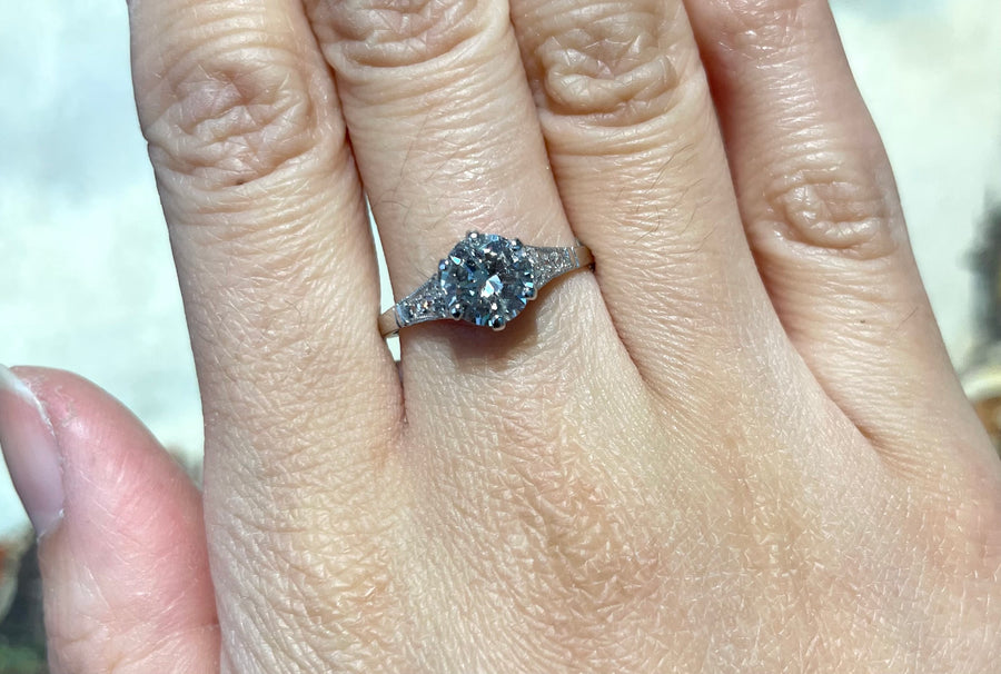 Vintage diamond ring in platinum-engagement rings-The Antique Ring Shop